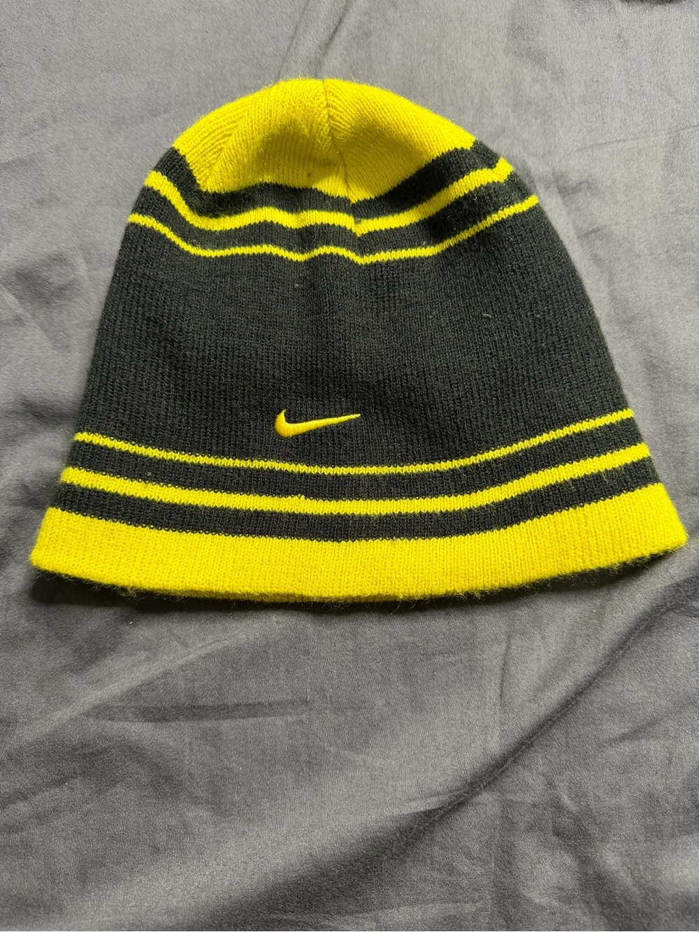 Nike Kids Black & Yellow Striped Knit Hat